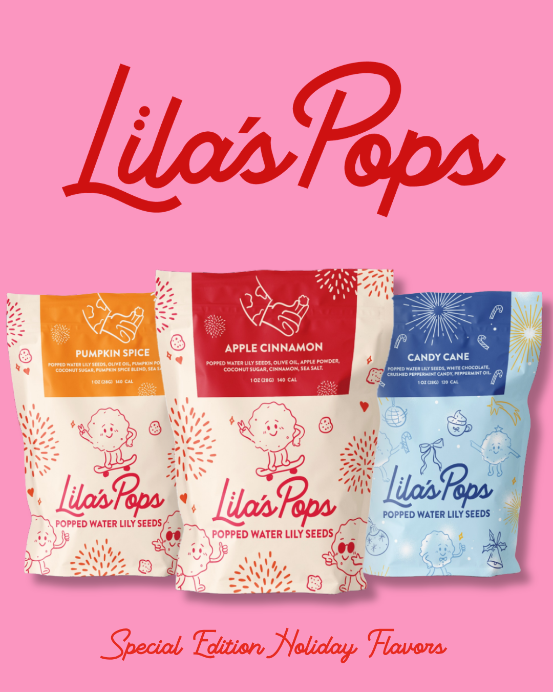 Lila's Pops packaging lineup